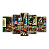 5 Panel De Arte De La Pared Pintura Ciudad Noche Broadway Ca