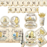 142pcs Platos De Baby Shower De Oso Servilletas Vajilla Deco