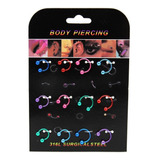 Piercing Circular Barbell Acero Colores 3 Display 1,2x8/10x4