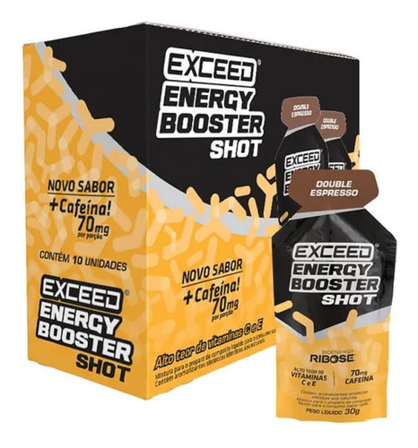 Exceed Double Espresso Gel Com 70mg Cafeína! Caixa 10 Sachês