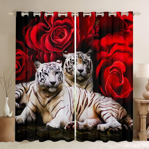 Cortinas Tiger, Cortina Oscurecedora Con Forma De Tigre Rosa