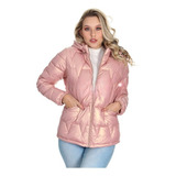 Jaqueta Metalizada Feminina Puffer Grossa Casaco Frio Neve