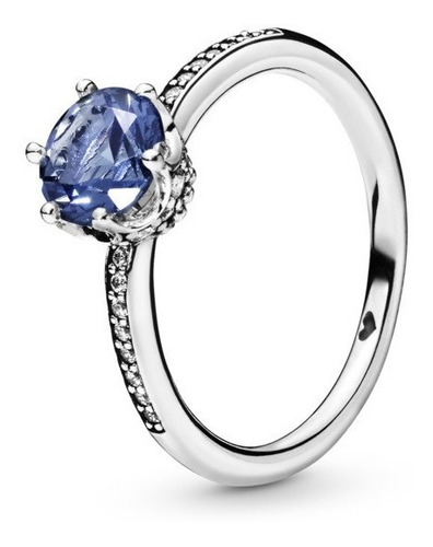 Pandora Anillo Corona Brillante Azul  Plata S925