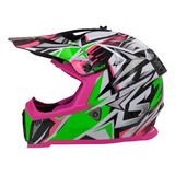 Casco 437 Junior Fast Evo Strong Blanco Verde Rosa