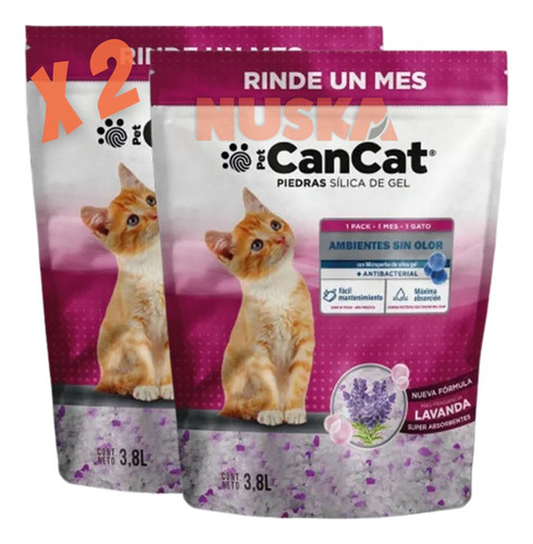 Cancat Piedra Silica Gel Lavanda 3,8 L 2 Unidades Sanitarias