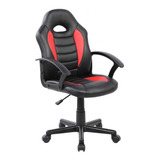 Cadeira Gamer Infantil Pelegrin Pel-9353 Preto E Vermelho Com Estofado De Couro P.u.