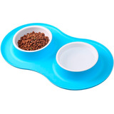 Tazón Doble Plato Para Perro/gato Antiderrapante De Silicona