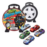 Maleta Para 36 Carrinhos Roda Estilo Hot Wheels Com 6 Carros