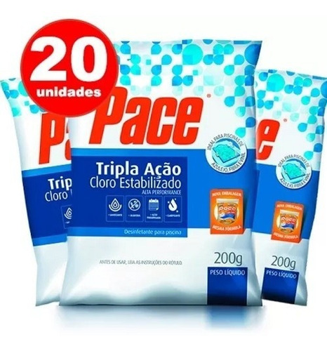 Kit Pastilha De Cloro 3 Em 1 Hth Pace 200 Gr 20 Unidades