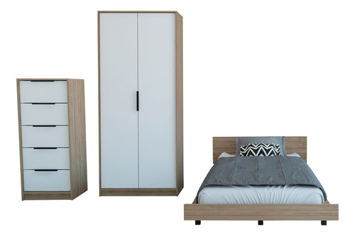  Cama 1,5 Plaza Y Closet 2 Puertas Y Comoda 5 Cajones 