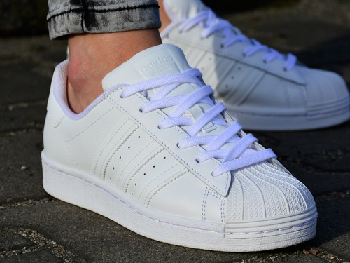 Superstar Juvenil Blanco De Piel Original 