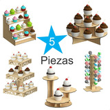 Kit Candy Bar 5 Piezas Para Mesa De Dulces, Mdf - Rge04