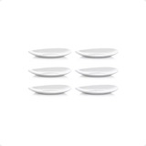 Set X6 Platos Postre Ovalados Opalina Vidrio Templado