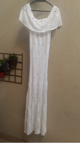 Vestido Longo Tricot Off White Tam M