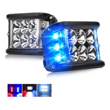 Par Faros Dually 12 Led Blanco Codigo Rojo Azul Jeep Moto