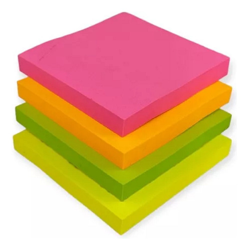 Bloco De Notas Adesivo Cubo Colorido Neon Post-it 400 Folhas Cor Diversas