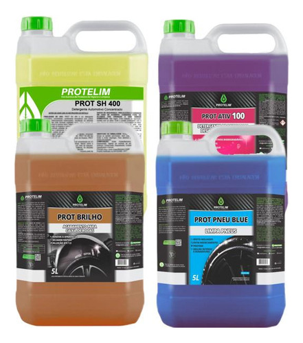 Kit Protelim Shampoo + Limpa Bau + Biodiesel + Pneu Pretinho