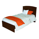 Cama 1 Plaza Chocolate Laqueada Con Respaldo 196x85