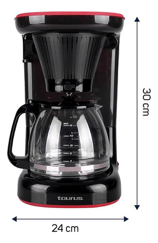 Cafetera Empotrable Portátil Taurus Velvet Semi Automática Negra Y Roja De Goteo