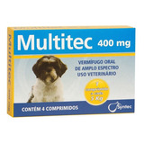 Vermífugo Para Cachorro Pet Multitec 400mg 4 Comprimidos