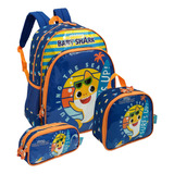 Mochila Costas Estojo Lancheira Escolar Infantil Baby Shark