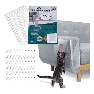 10 PCS Paquete de Rascadores para Gatos,Protector de Sillones para Gatos Accesorios,Cinta Antiarañazos para Gatos, Durable y Transparente,Protector para Sofá, Alfombra, Puertas, Apto para Mascotas | Meses sin interés