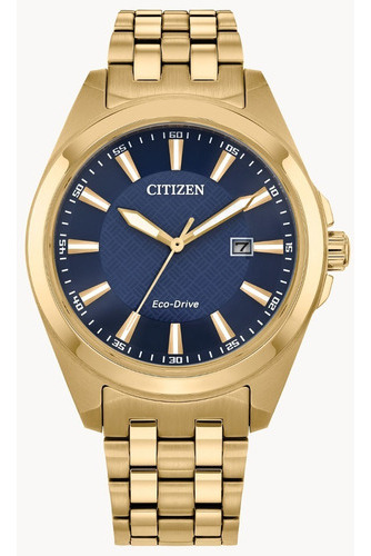 Reloj Citizen Eco-drive Peyten Bm7532-54l Original E-watch Color De La Correa Dorado Color Del Bisel Dorado Color Del Fondo Azul