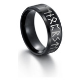 Anel Masculino De Aço Inoxidável European Viking Rune Simple