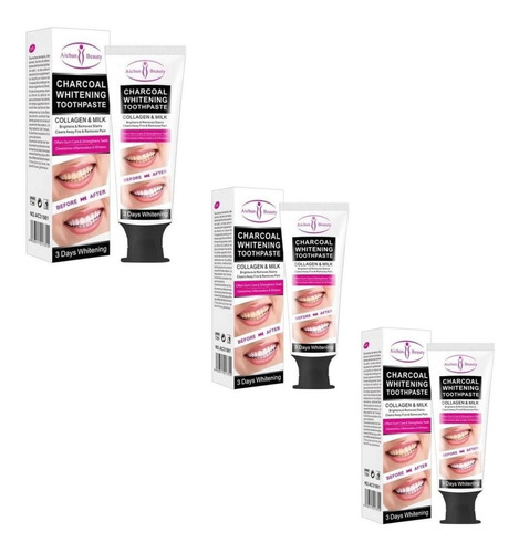 Pack 3 Pasta De Dental Crema Dental Blanqueador Bambú