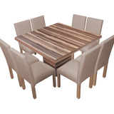 Juego Comedor Mesa Cuadrada Db 140x140 + 8 Sillas Ecocuero