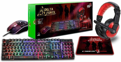 Kit Gamer Teclado Mecânico Led Rgb + Mouse Headset Mousepad