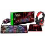 Kit Gamer Teclado Mecânico Led Rgb + Mouse Headset Mousepad