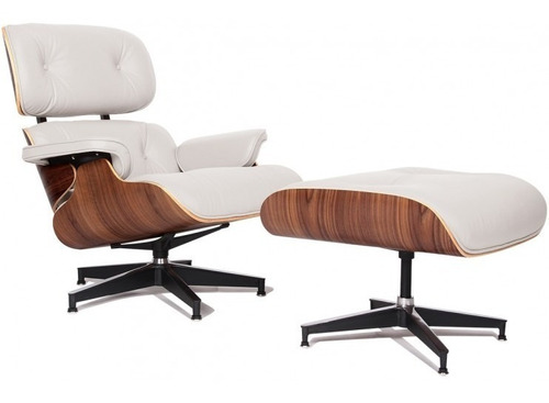 Sillón Eames Lounge Chair Con Ottoman Blanco, Cuero Thome