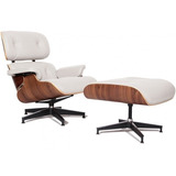 Sillón Eames Lounge Chair Con Ottoman Blanco, Cuero Thome