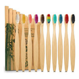 Pack 10 Cepillos Dientes De Bambú Cerdas Suaves Para Adultos