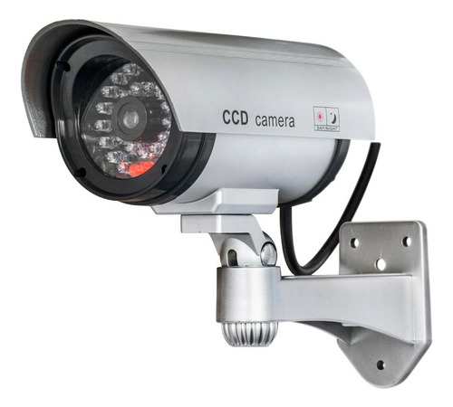 Camara De Seguridad Falsa Aspecto Super Realista Con Luz Led Color Gris