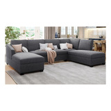 Mueble Sala Abrihm Esquinero Derecho Lino Gris Love Seat