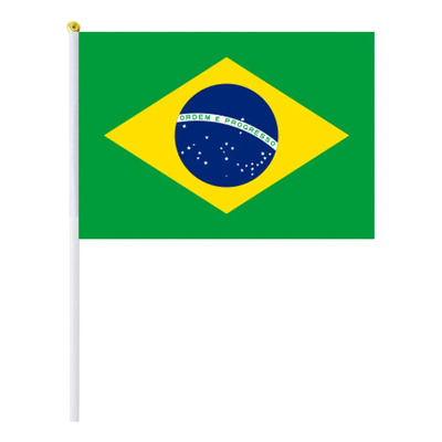 Banderitas de Brasil con Asta Poliéster 14x21cm 25pzas VentDepot | Meses sin interés