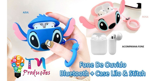 Fone De Ouvido Bluetooth + Case Litle Stitch