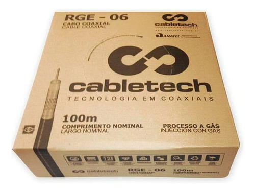 Kit 5 Caixas Cabo Coaxial Cabletech Rg-06 Ts + Brindes