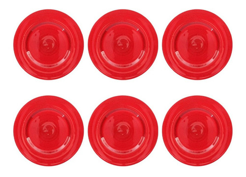 Set De 6 Plato Base Vidrio Circle Rojo Brilloso 33cm Dk-10_6