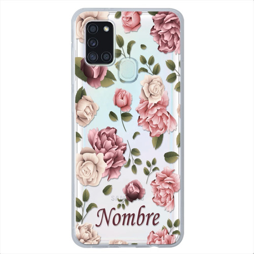 Funda Galaxy Flores Personalizada Con Tu Nombre