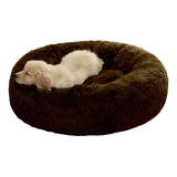 Cama Tipo Dona Antiestres Para Mascotas Perros Gatos Chica Color Chocolate