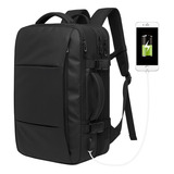 Mochila Mala Viagem De Bordo Executiva Expansível Até 45l Cor Preto Desenho Do Tecido Liso