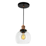 Lustre Pendente Château Bola Media Vidro Preto C/ Cobre 17cm 110v/220v