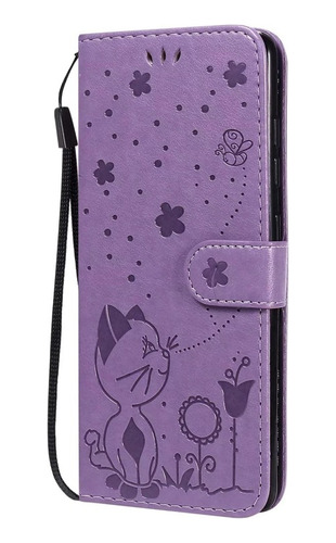 Funda De Piel Tipo Cartera Con Tapa De Gato Para Samsung Gal