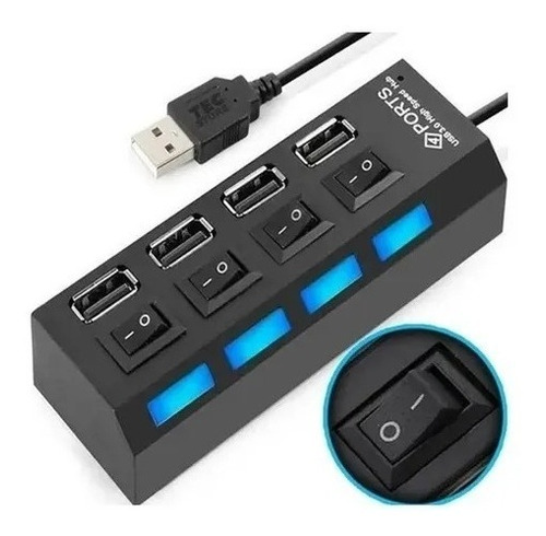 Regua Cabo Hub Usb 2.0 De 4 Portas Rápidas Extensão Usb Pc