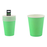 Vasos Verde Fluor  De Carton 250 Ml 6 Pcs 