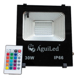 Reflector Led Rgb 30w Multicolor Control Remoto Color De La Carcasa Negro Color De La Luz Rgb Multicolor 110v/220v (bivolt)