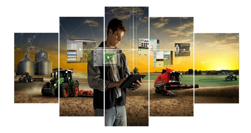 Quadro Mosaico Agronomia Tecnologia Homem Campo Painel